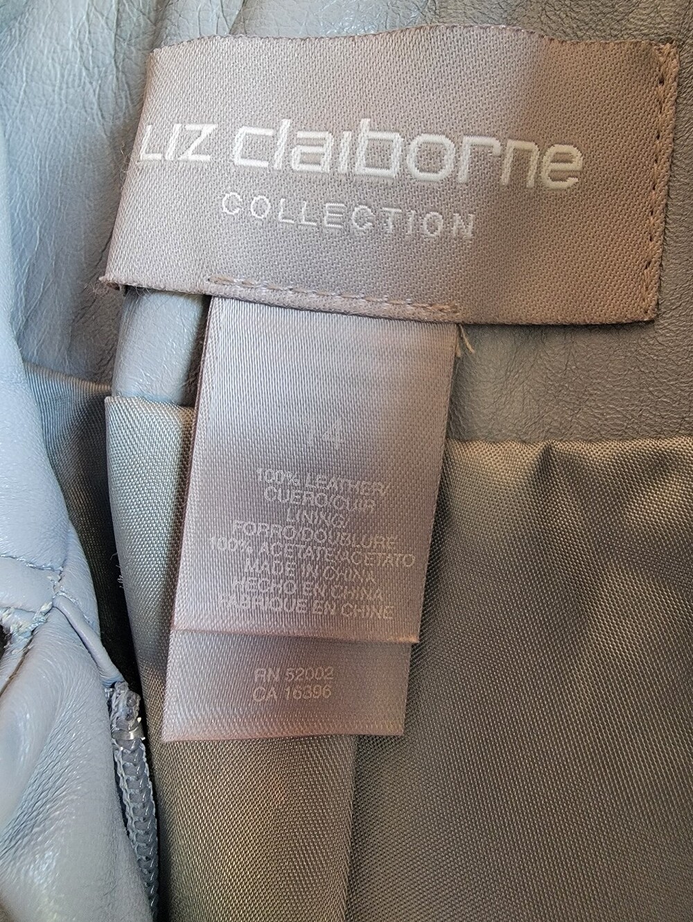 Liz Claiborne Baby Blue Leather Zip Jacket Sz 14 - Picture 2 of 6